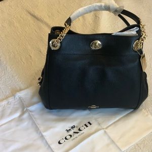 NWT Coach Black Turnlock Edie Bag